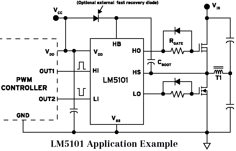 Высоковольтный драйвер полумоста LM5100. Пример применения